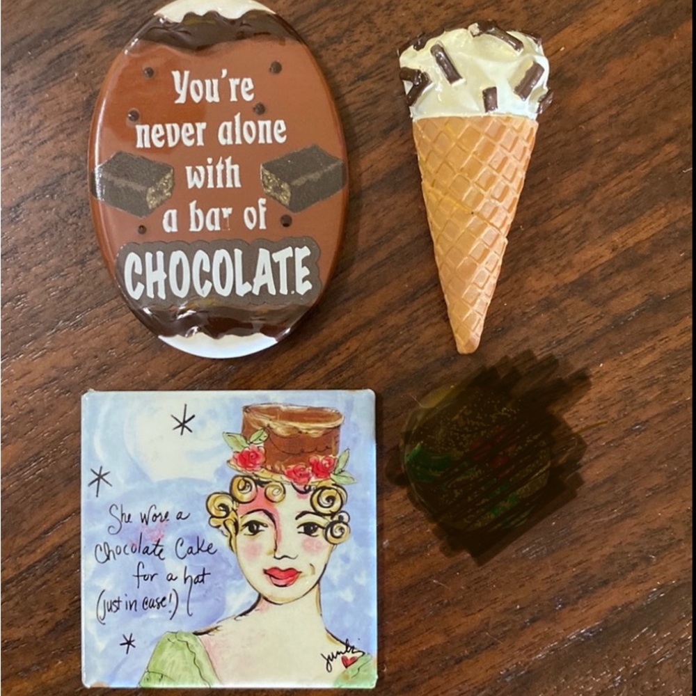 Set of 3  chocolate- themed fridge magnets